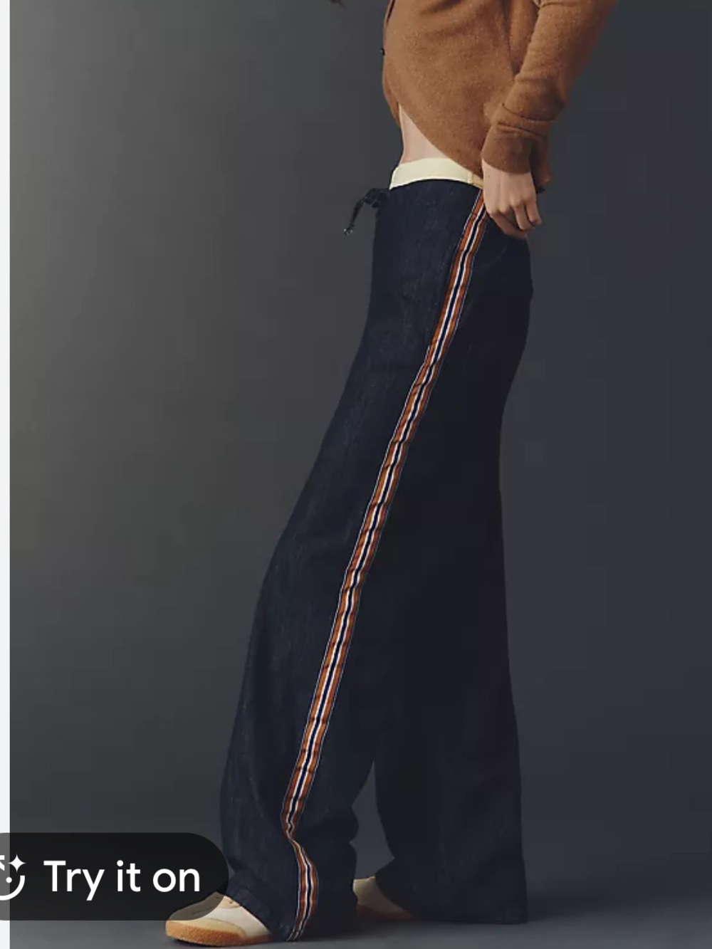 Maeve pull on Wide-Leg Track Pants with Multi-Stripe‎ Side Tape XS
